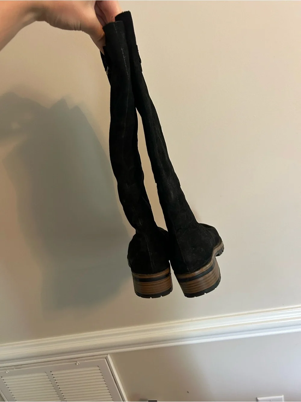 Classic Black Suede Knee-High Riding Boots